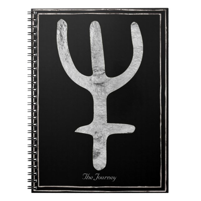 Hammered silver stylised planet Neptune symbol  Notebook (Front)