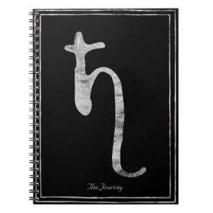 Hammered silver stylised planet Saturn symbol  Notebook