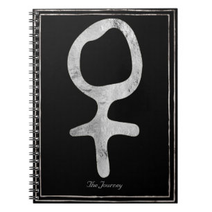 Hammered silver stylised planet Venus symbol Notebook