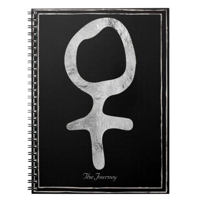Hammered silver stylised planet Venus symbol  Notebook (Front)