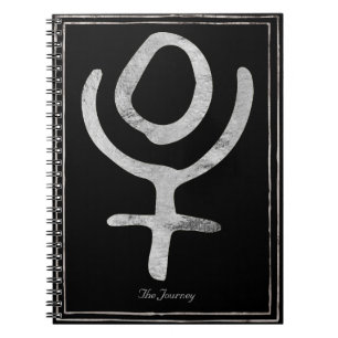Hammered silver stylised Pluto planet symbol  Notebook