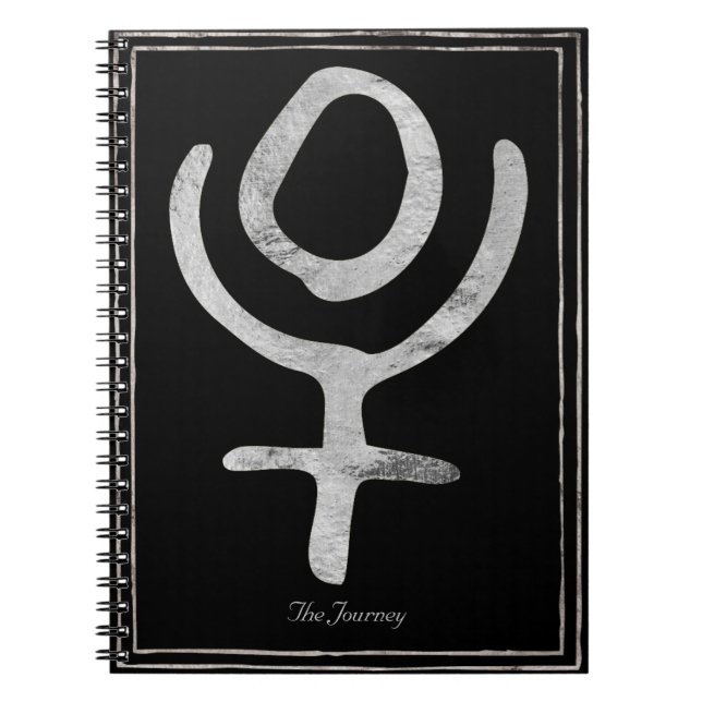 Hammered silver stylised Pluto planet symbol  Notebook (Front)