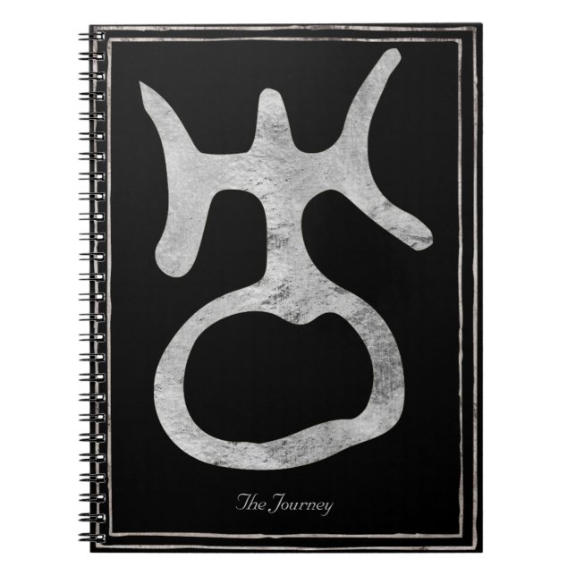 Hammered silver stylised Uranus planet symbol Notebook (Front)