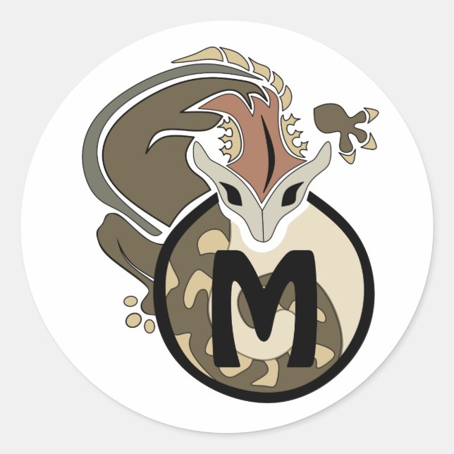 Hammerhead Salamander Monogram Classic Round Sticker (Front)