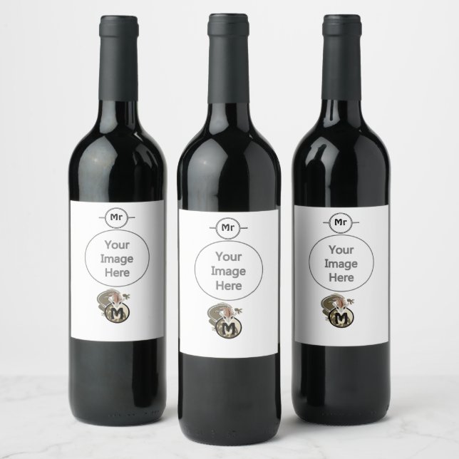 Hammerhead Salamander Monogram Wine Label (Bottles)