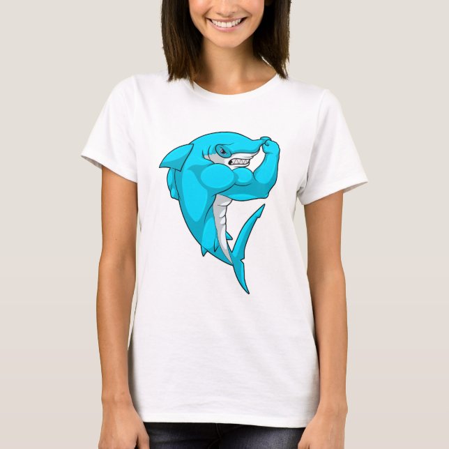 Hammerhead shark as Bodybuilder at Bodybuilding T-Shirt (Front)