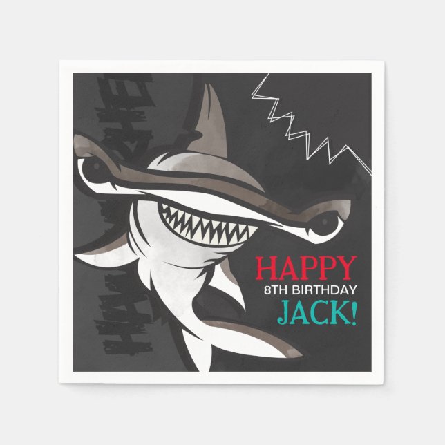 Hammerhead Shark Birthday Party Paper Napkins (Front)