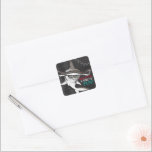 Hammerhead Shark Birthday Party Square Sticker<br><div class="desc">Add a "bite" of fun to your party these cool (yet scary!) hammerhead shark stickers. The black, gray and teal coloring gives the print a fun and fresh underwater feel. But beware of that pop of red added in for extra scare! Matching items can be found in our 'A Bite...</div>