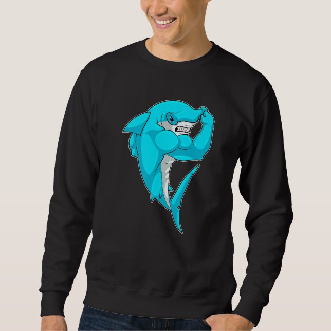 Hammerhead shark Bodybuilder Bodybuilding Sports Sweatshirt (Front)