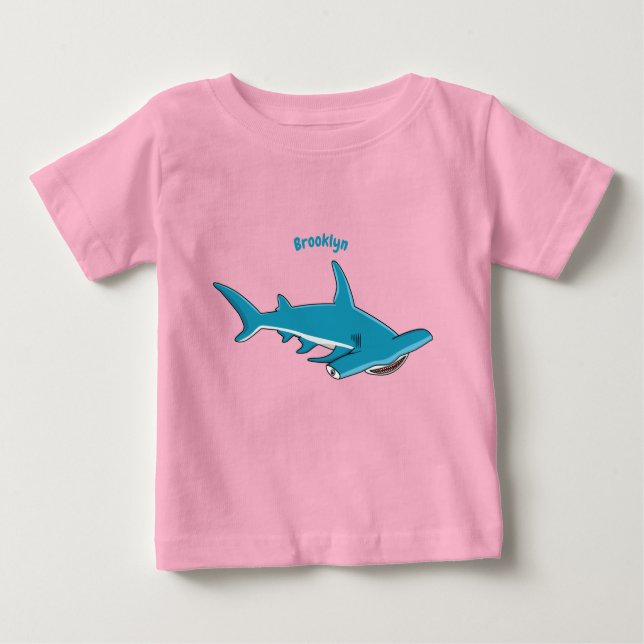 Hammerhead shark cartoon illustration baby T-Shirt (Front)