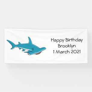 Hammerhead shark cartoon illustration  banner