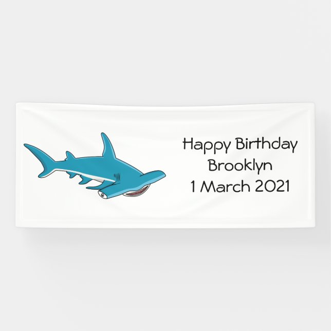 Hammerhead shark cartoon illustration  banner (Horizontal)