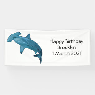 Hammerhead shark cartoon illustration banner