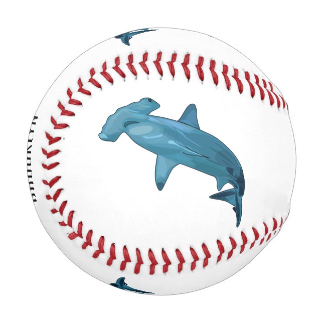 Hammerhead shark cartoon illustration baseball (Front Left)