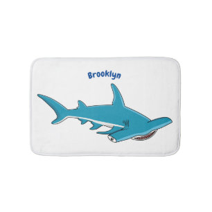 Hammerhead shark cartoon illustration bath mat