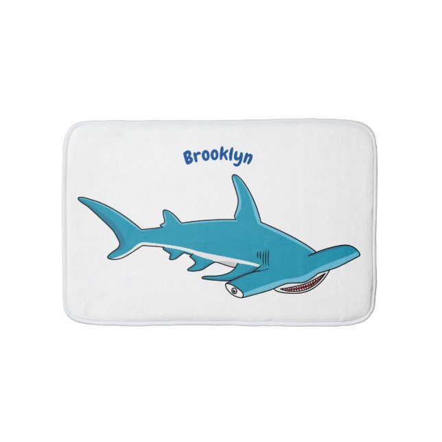 Hammerhead shark cartoon illustration  bath mat (Front)
