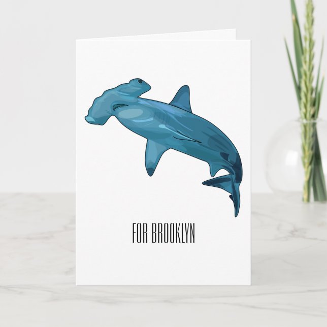 Hammerhead shark cartoon illustration card (Front)