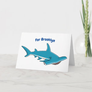Hammerhead shark cartoon illustration  card