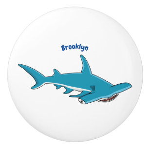 Hammerhead shark cartoon illustration ceramic knob