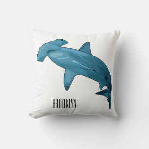 Hammerhead shark cartoon illustration cushion