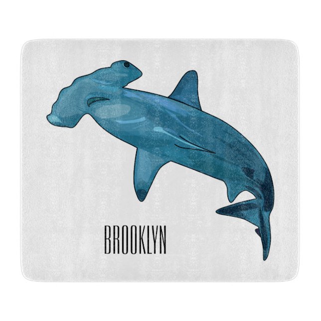 Hammerhead shark cartoon illustration cutting board (Front)