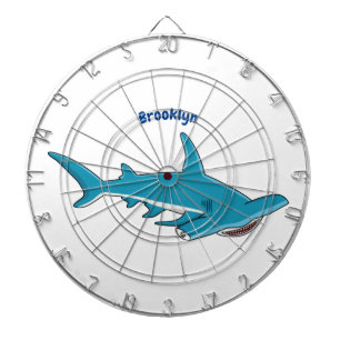 Hammerhead shark cartoon illustration dartboard