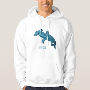 Hammerhead shark cartoon illustration hoodie