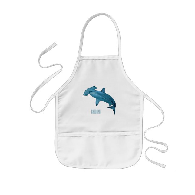 Hammerhead shark cartoon illustration kids apron (Front)