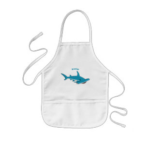 Hammerhead shark cartoon illustration kids apron
