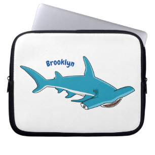 Hammerhead shark cartoon illustration laptop sleeve