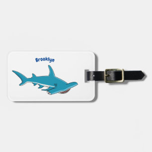 Hammerhead shark cartoon illustration luggage tag