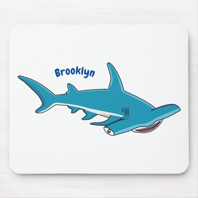 Hammerhead shark cartoon illustration mouse pad (Front)