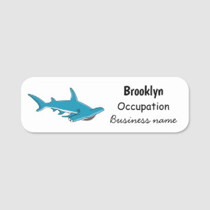 Hammerhead shark cartoon illustration  name tag