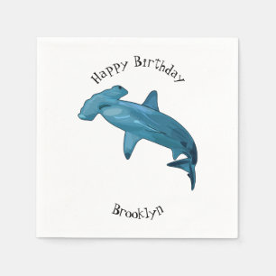 Hammerhead shark cartoon illustration napkin