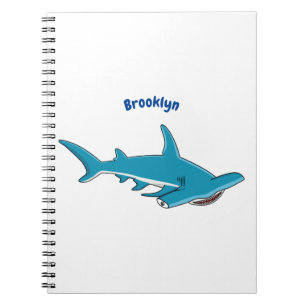 Hammerhead shark cartoon illustration notebook