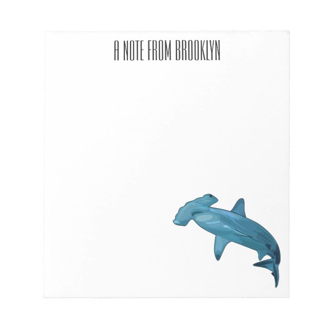Hammerhead shark cartoon illustration notepad (Front)