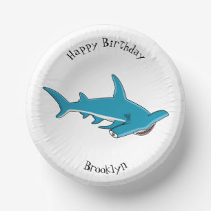 Hammerhead shark cartoon illustration paper plate