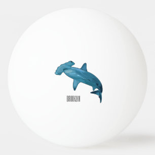 Hammerhead shark cartoon illustration ping pong ball