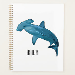 Hammerhead shark cartoon illustration planner