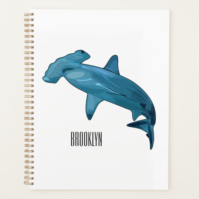 Hammerhead shark cartoon illustration planner (Front)