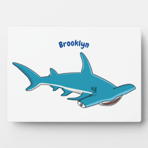 Hammerhead shark cartoon illustration plaque