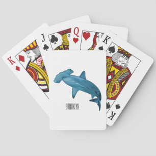 Hammerhead shark cartoon illustration playing cards