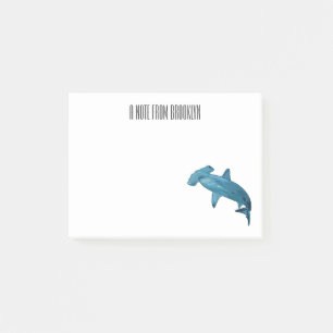 Hammerhead shark cartoon illustration post-it notes