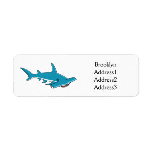Hammerhead shark cartoon illustration  return address label