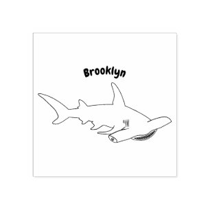 Hammerhead shark cartoon illustration rubber stamp