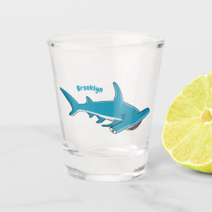 Hammerhead shark cartoon illustration shot glass
