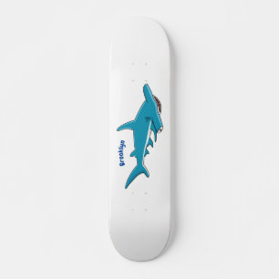 Hammerhead shark cartoon illustration skateboard