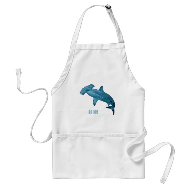 Hammerhead shark cartoon illustration standard apron (Front)