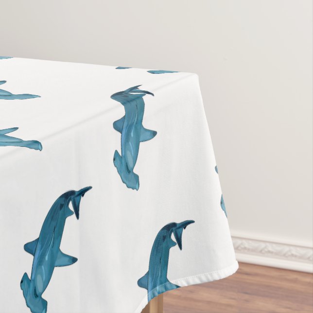 Hammerhead shark cartoon illustration tablecloth (In Situ)