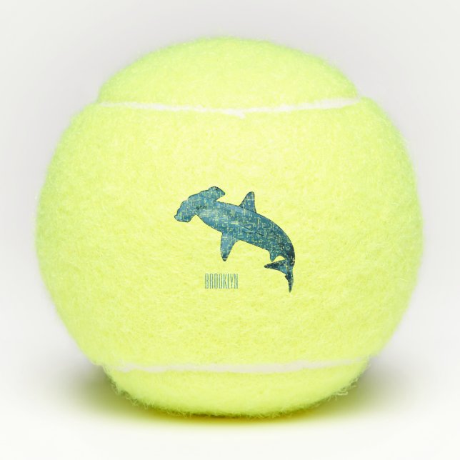 Hammerhead shark cartoon illustration tennis balls (Front)